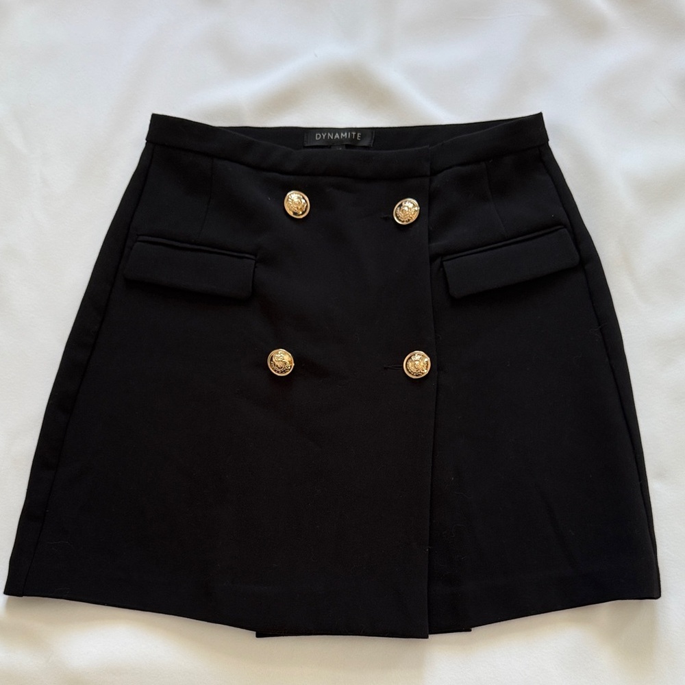 Dynamite black mini skirt with gold buttons-Size S